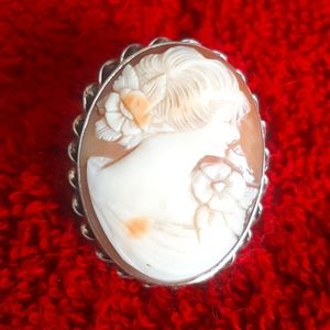 Vintage AMCO sterling signed cameo brooch